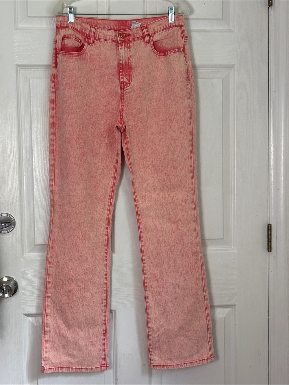 DG2 Coral Pink Acid-Wash Jeans Size 10 Tall Ramie Cotton Stretch Fun Festival